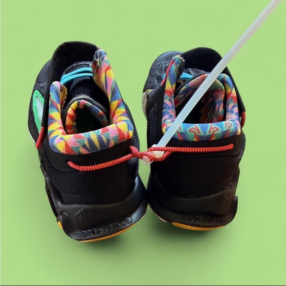 Nike Kids Black Sneakers with Mint Swoosh and Yellow Sole - Picture 2 of 7